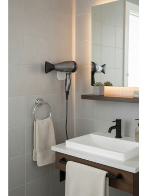 Saç Kurutma Makinesi Tutucu Fön Makinesi Askılığı Banyo Organizeri