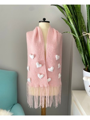 El Örgüsü Kalpli  Kadın Atkı