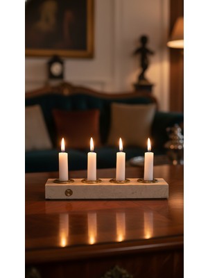 Montdekor El Yapımı Mermer Taşlı Mumluk