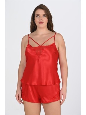 Arias Closet Büyük Beden Kırmızı Şort Takımı 1076