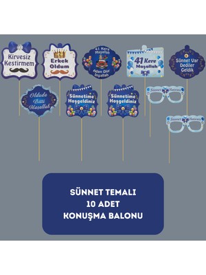 Sünnet Temalı Konuşma Balonu 10 Lu Paket - Dekoratif Parti Süsü