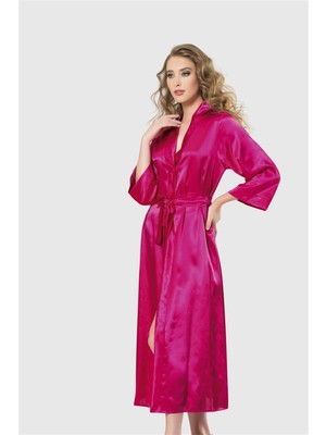 Arias Closet Vişne Uzun Saten Sabahlık