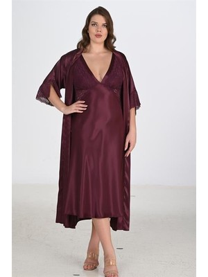 Arias Closet 2li Mürdüm Sabahlık Takımı Bigsize 6223