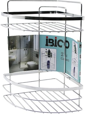 Lamalı   2 Katlı - Üçgen   Krom   Metal  Banyo Köşelik - Duşkabin Raf (5224)