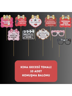 Kına Gecesi Temalı Konuşma Balonu 10 Lu Paket - Dekoratif Parti Süsü