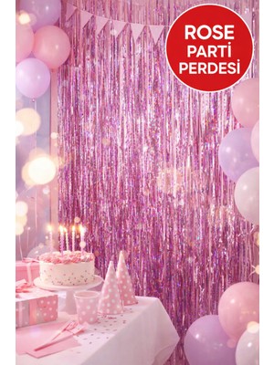 Toyfest 1 Adet Rose Parlak Parti Perdesi 100X200 cm – Doğum Günü, Baby Shower, Fotoğraf Arka Fon 100*200