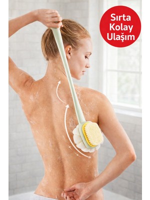 Uzun Saplı Duş Lifi Banyo Fırçası | 35 cm Sırt Yıkama Lifi Masajlı Banyo Süngeri
