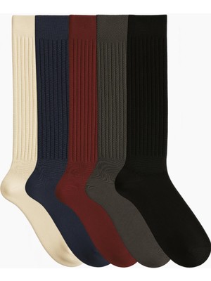 Cotenconcept 5 Çift Basic Lastikli Kalın Pamuk Karışımlı Diz Üstü Çorap