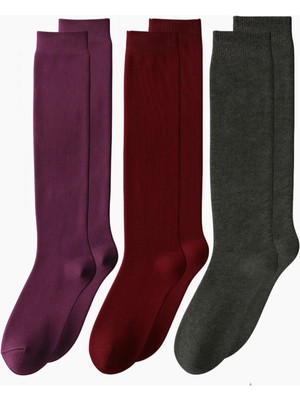 Cotenconcept 3 Çift Pamuk Karışımlı Diz Üstü Çorap