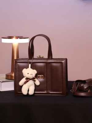 Alvora Pelüş Ayıcık Detaylı Kadın El ve Omuz Çantası