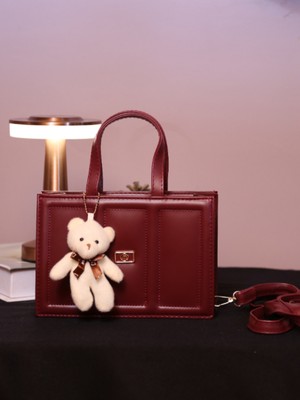 Alvora Pelüş Ayıcık Detaylı Kadın El ve Omuz Çantası