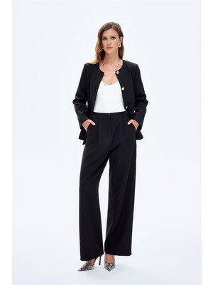 Quzu Kadın Kanvas Pantolon PNT00914 Siyah