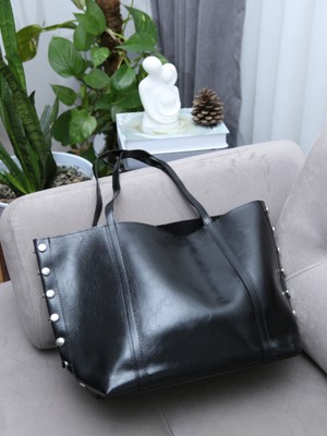 Alvora Kadın Geme Zımba Detaylı Büyük Boy Omuz Çantası