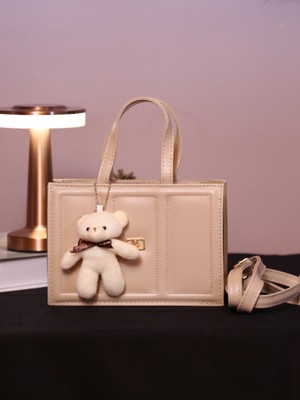 Alvora Pelüş Ayıcık Detaylı Kadın El ve Omuz Çantası