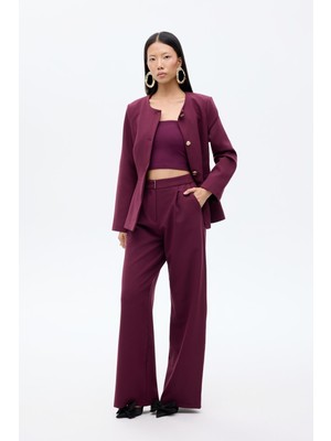 Quzu Kadın Kanvas Pantolon PNT00914 Mürdüm