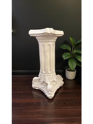 Libre Design Dekoratif 53 cm Metalik Inci Beyaz Roma Sütunu Bahçe Balkon Ev Kapı Önü Dekorasyonu Bohem Biblo Heykel