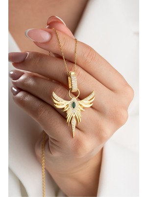 Çekirdek Jewelry 925 Ayar Gümüş Zümrüdüanka Kolye