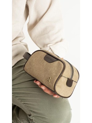 Baginn Erkek El Çantası Kanvas Kumaş Suya Dayanıklı Portföy Stil El Çantası Traş Kozmetik Çantası 20*10 cm