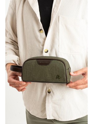 Baginn Erkek El Çantası Kanvas Kumaş Suya Dayanıklı Portföy Stil El Çantası Traş Kozmetik Çantası 20*10 cm