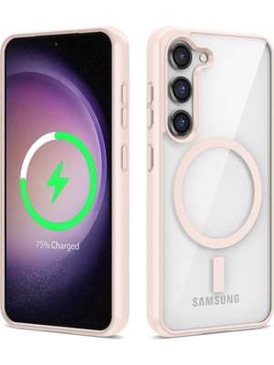 Egstech Galaxy S23 Plus Kılıf Magsafe Wireless Şarj Özellikli Tpu+Pc Kılıf Ultra Dayanıklı Lens Bölümü Açık Silikon