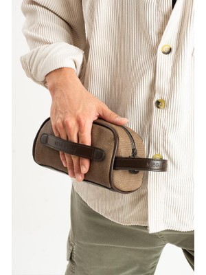 Baginn Erkek El Çantası Kanvas Kumaş Suya Dayanıklı Portföy Stil El Çantası Traş Kozmetik Çantası 20*10 cm