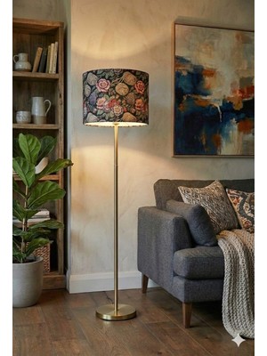 Otay Ev Dekorasyon Çiçek ve Iplik Desenli Kumaş Lambader Başlığı ( Sadece Başlık )