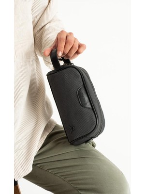 Baginn Erkek El Çantası Kanvas Kumaş Suya Dayanıklı Portföy Stil El Çantası Traş Kozmetik Çantası 20*10 cm