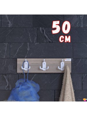 Modilayn Arı Serisi 46,4x9,6 cm 9 Kancalı 3'lü Set Banyo Askısı | Ekstra Düzen ve Yer Tasarrufu