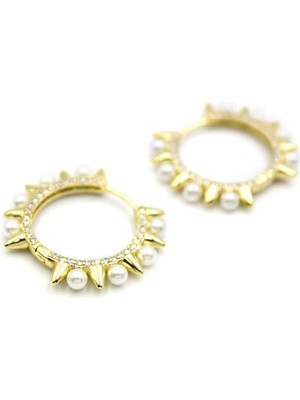 Royaleks Incili Taşlı Küpe - 14K Altın