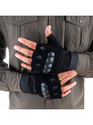 Savage Parmaksız Kemik Taktikal Eldiven - Siyah - 1108