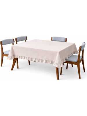 fersuay Buldan Pamuklu Keten Dikdörtgen Fırfırlı Masa Örtüsü