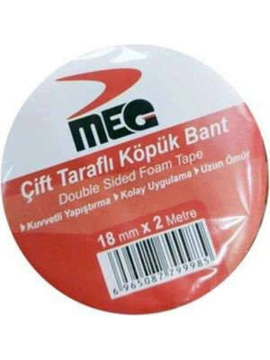 Evvon Çift Taraflı Köpük Bandı 18 MMX2MT 2 Adet