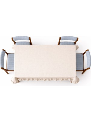 fersuay Buldan Pamuklu Keten Dikdörtgen Fırfırlı Masa Örtüsü