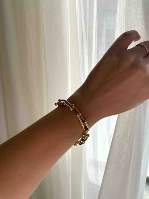 Alp Jewel Gold Renk Modern Zincir Tasarım Çelik Bileklik Kararmaz Xuping