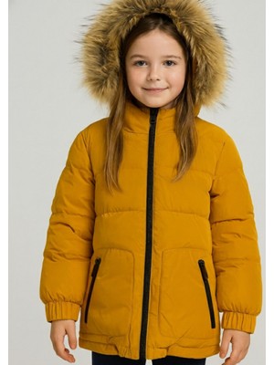 Chordi Kız Çocuk Su ve Rüzgar Geçirmez Kürk Astarlı Çıkarılabilir Kapüşonlu Mont (3-15 Yaş)