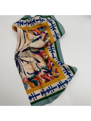 Mare Accessories Renkli Desenli Ipek Saten Fular (50X50)