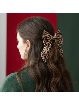 Mare Accessories Kahverengi Leopar Desenli Kurdela Toka