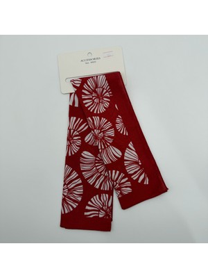 Mare Accessories Bordo Beyaz Deniz Kabuğu Desenli Ipek Etkili Fular (50X50 Cm)
