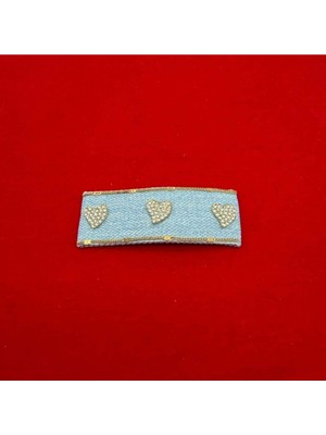 Mare Accessories Denim (Kot) Üç Kalpli Taş Detaylı Saç Tokası