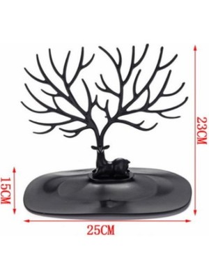 Brentino Geyik Tasarımlı Dekoratif Takı Standı Siyah Kolye Küpe Yüzük Bileklik Masaüstü Düzenleyici