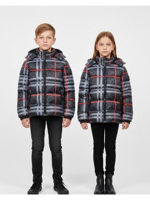 Chordi Unisex Kız/erkek Çocuk Su ve Rüzgar Geçirmez Kapüşonlu Fermuarlı Cepli Şişme Dolgulu Mont (3-15 Yaş)