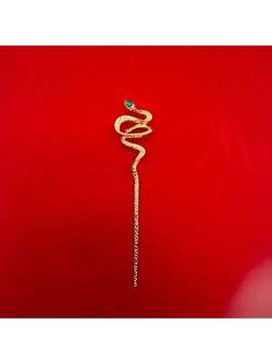 Mare Accessories Yılan Figürlü Taş Detaylı Şık Saç Iğnesi