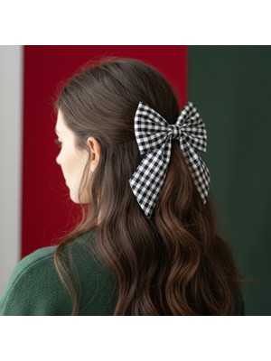 Mare Accessories Kaz Ayağı Desenli Kumaş Fiyonk Toka