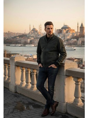 Chordi Erkek Rüzgar ve Su Geçirmez Yaka Içi Örme Detaylı Mevsimlik Mont