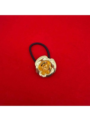 Mare Accessories Gold Çiçek Detaylı Şık Saç Lastiği