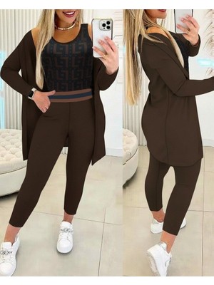 Tua Moda Kadın Uzun Kollu Krep Üçlü Takım