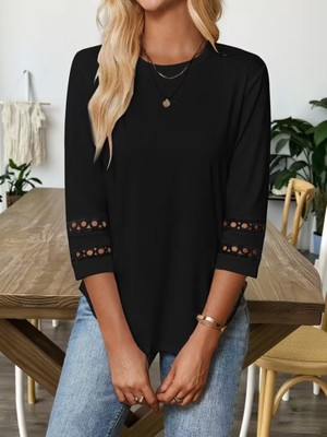 Arben Boutique Kadın Uzun Kollu Bisiklet Yaka Truvakar Kollu Viskon Bluz