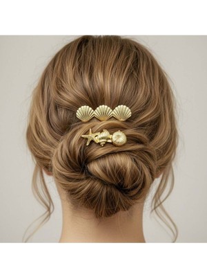 Mare Accessories Ikili Deniz Kabuğu Gold Toka