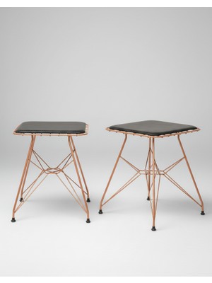 Eşyala. Çelik Tel Tabure Minderli Ikili Set (41X34X45 Cm)