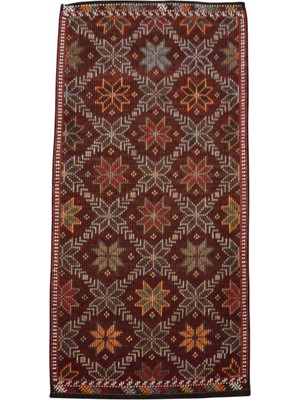 Kilim Antik El Dokuması Çiçekli Karapınar Yörük Yün Cecim Kilim 0747 - Yeni - Çok Renkli